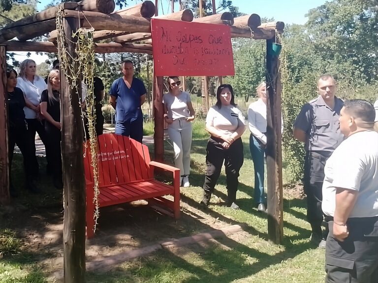 Contra la violencia de género: reinauguraron el Banco Rojo de la Unidad 11